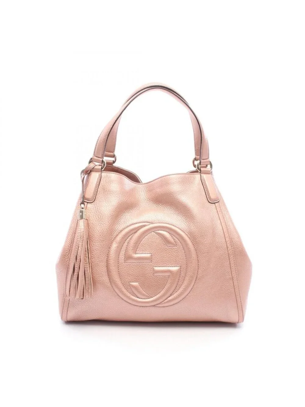 Gucci Tote Soho Cellarius Interlocking Metallic Pink Leather
